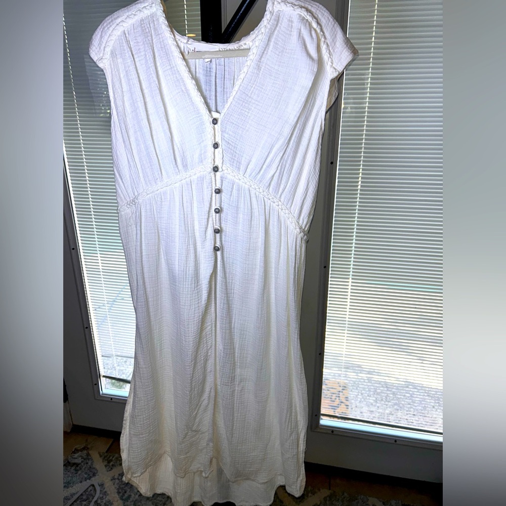 Anthropologie short sleeve button front cover up dress.
